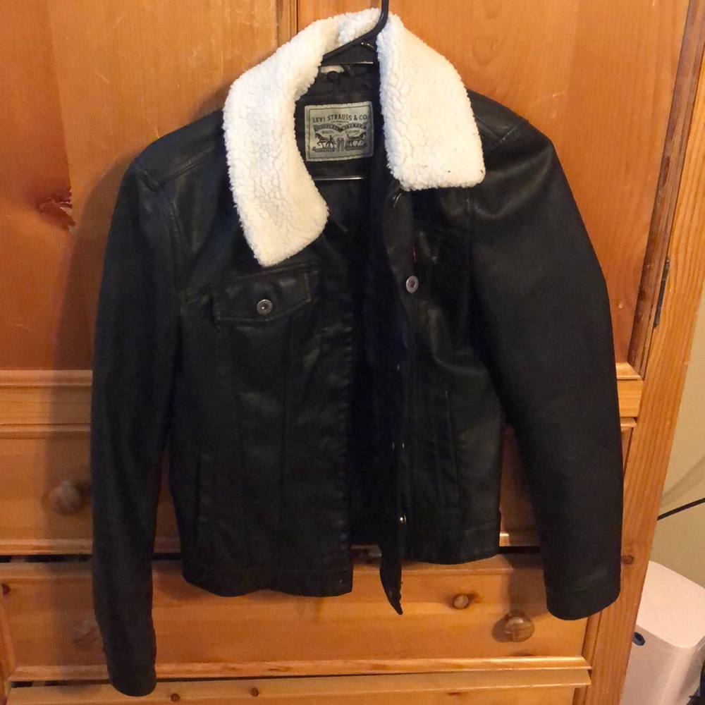 Levi’s black leather jacket